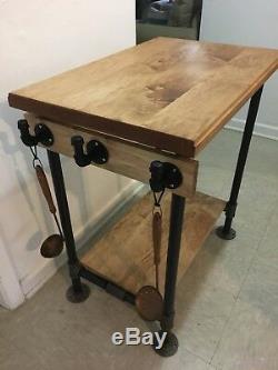 Maple Butcher Block/cutting Board Pipe Table/industrial Style