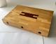 Maple Walnut Butcher Block Inlay Charcuterie Cutting Wooden Board Footed 14 X 10
