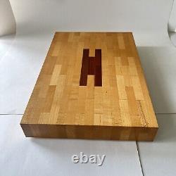 Maple Walnut Butcher Block Inlay Charcuterie Cutting Wooden Board Footed 14 x 10