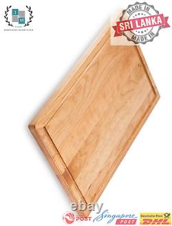 Maple Wood Cutting Board Kitchen Butcher Slice Chopping Block with Juice Grooves