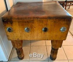 Master Built Weld Wood Commercial Butcher Block Dated 1938 Beautiful Patina