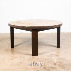 Mid Century Danish Modern Coffee Table Round Solid Wood Circular Butcher Block
