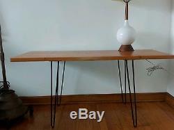 Mid century modern coffee table or side table dropleaf butcher block hairpin leg