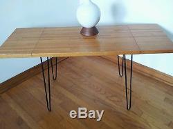 Mid century modern coffee table or side table dropleaf butcher block hairpin leg