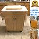 Mobile Kitchen Cart Island Top Solid Wood Cutting Board Butcher Block Wheels New