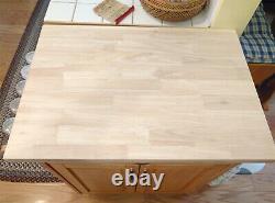 Mobile Kitchen Island Cart on Wheels Top Cutting Board Solid Wood Butcher Block
