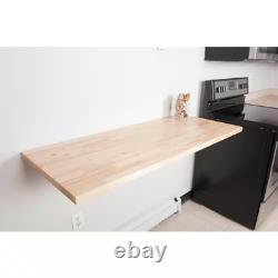 Modern 4 ft. L x 20 in. Clear Solid Wood Folding Butcher Block Bar Countertop