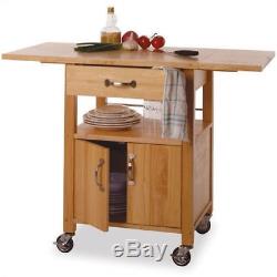 NEW Kitchen Island Solid Wood Utility Cart Rolling Storage Butcher Block Cabinet