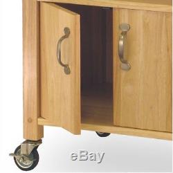 NEW Kitchen Island Solid Wood Utility Cart Rolling Storage Butcher Block Cabinet