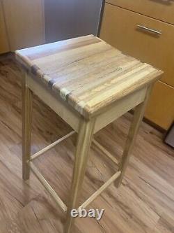 NEW natural Oak Wood Bar Chair Stool Cabin custom Butcher Block Rustic Amish USA