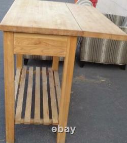 Nice Butcher Block Topped Chefs Table Expandable Drop Leaf Design VGC USED