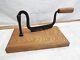 Old Blacksmith Hand Forged Butcher Block Knife Cleaver Wood Tool Tobacco Cutter