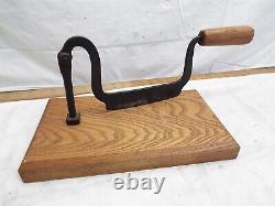 Old Blacksmith Hand Forged Butcher Block Knife Cleaver Wood Tool Tobacco Cutter