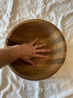 Old vintage large heavy hard wood bowl rustic antique farmhouse butcher block