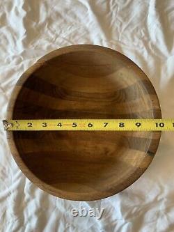 Old vintage large heavy hard wood bowl rustic antique farmhouse butcher block