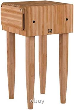 PCA1 Maple Wood End Grain Solid Butcher Block with Side Knife Slot, Natural Mapl