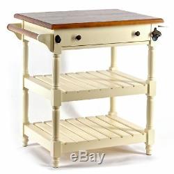 Painted Ivory Butchers Block Reclaimed Natural Pine Top Drawer Shelves Hooks