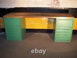 Pair Lista 6 Drawer Tool Cabinets Welded Wood Butcher Block Top Work Bench 7' 7