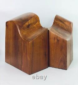 Pair of Wood Mid Century Modern Sculptural Butcher Block Bookends