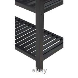 Pemberly Row 3-Tier Butcher Block Kitchen Prep Island with Drawer- Black Wood