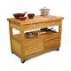 Pemberly Row Grand Butcher Block Island Workcenter In Natural