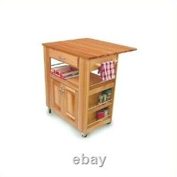 Pemberly Row Heart of the Kitchen Butcher Block Cart in Natural