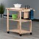Pemberly Row Solid Wood Utility Butcher Block Kitchen Cart In Natural