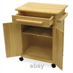 Pemberly Row Transitional Wood Butcher Block Kitchen Cart in Natural