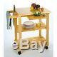 Pemberly Row Utility Butcher Block Kitchen Cart in Natural