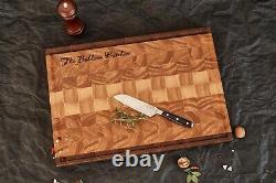 Personalized Double Sided Walnut & Cherry End Grain Butcher Block Cutting Board