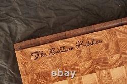 Personalized Double Sided Walnut & Cherry End Grain Butcher Block Cutting Board