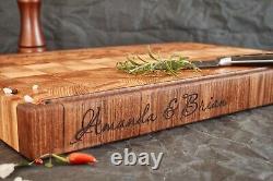 Personalized Double Sided Walnut & Cherry End Grain Butcher Block Cutting Board