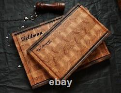 Personalized Double Sided Walnut & Cherry End Grain Butcher Block Cutting Board