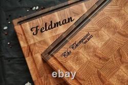 Personalized Double Sided Walnut & Cherry End Grain Butcher Block Cutting Board