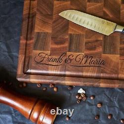 Personalized Double Sided Walnut End Grain Butcher Block Large Cutting Board