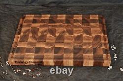 Personalized Double Sided Walnut End Grain Butcher Block Large Cutting Board