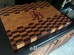 Personalized XL Butcher Block End Grain Cutting Board Size 20x 26 x 2 Thick