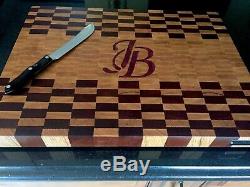 Personalized XL Butcher Block End Grain Cutting Board Size 20x 26 x 2 Thick