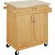 Premium Rolling Kitchen Cart Casters For Mobility, Solid Wood Butcher Block Top