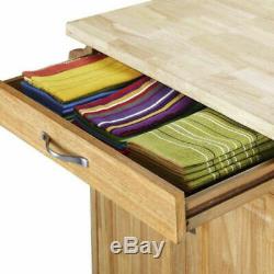 Premium Rolling kitchen Cart Casters for mobility, Solid wood butcher block top