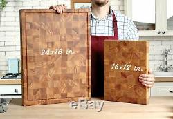 Professional butcher block cutting board 24 x 18 inch extra large thick woode