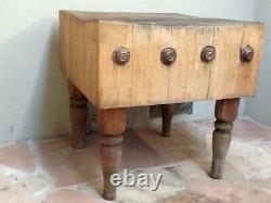 RARE Vintage/Antique Butcher Block Table, 30x30x31, Sacramento