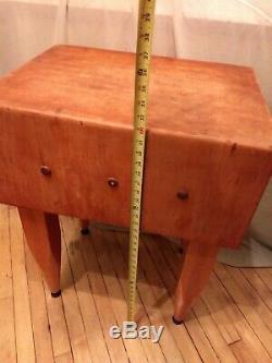 RARE Vintage Solid Wood Butcher Block Table 32H x 24W x 18D Very Little Use