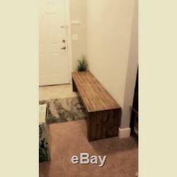 Reclaimed Wood Dining Bench Farmhouse Entryway Sturdy Pine Butcher Block Seating