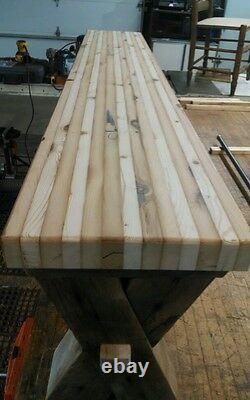 Reclaimed barn wood bench salvaged butcher block