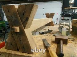 Reclaimed barn wood bench salvaged butcher block