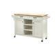 Rockford White Wood Kitchen Island With Natural Butcher Block Top 56.25 In. W
