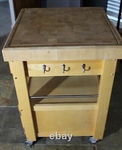 Roling Kitchen Island MAPLE BUTCHER BLOCK CART