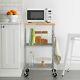 Rolling Kitchen Cart With Butchers Block Microwave Mixer Extra Counter Space