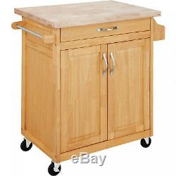 Rolling Kitchen Island Cart With Butcher Block Counter Drawer Storage 2 Colors